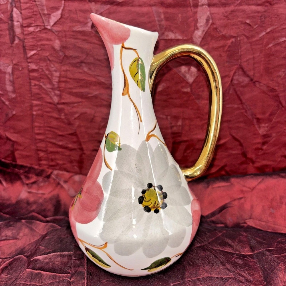 Vintage Portuguese Pereiras Valado Porcelain Vinegar Cruet Hand Painted 7 In EUC